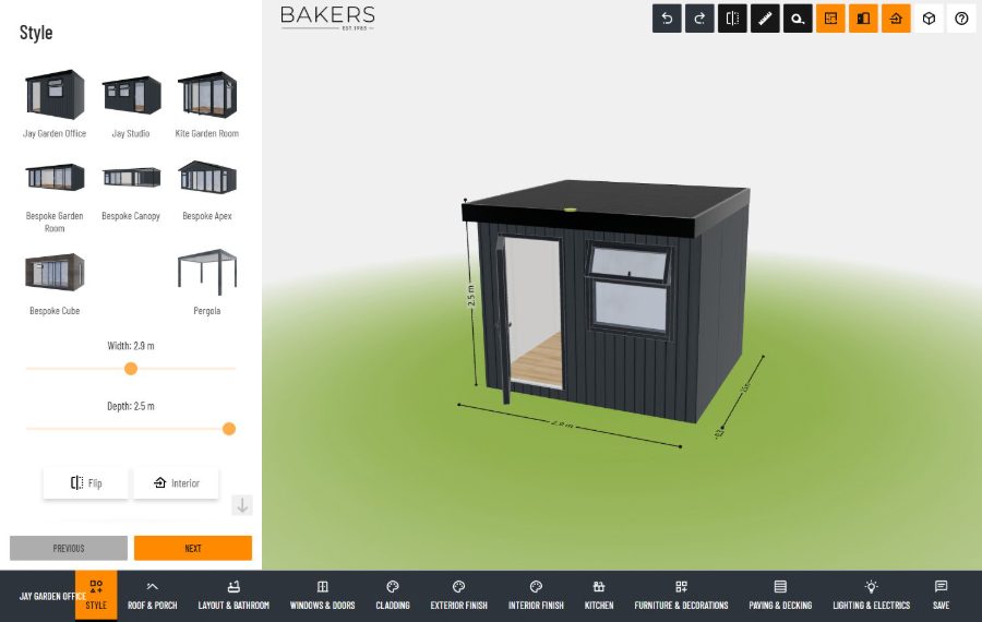 Bakers Garden Buildings 3D-Konfigurator