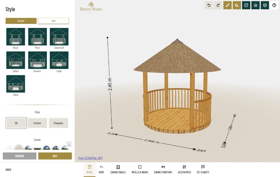 Breeze House 3D-Konfigurator