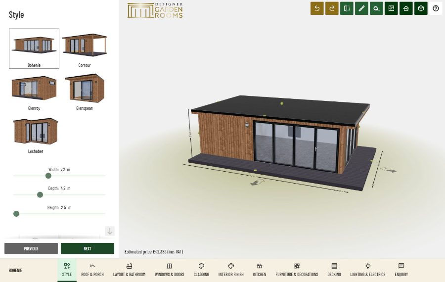 Designer Garden Rooms 3D-Konfigurator