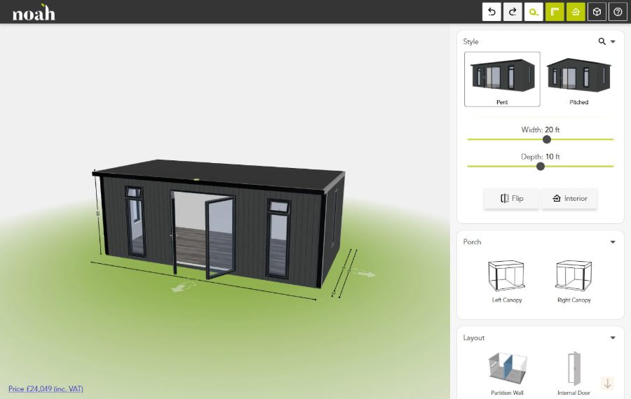 Noah Garden Rooms 3D-Konfigurator