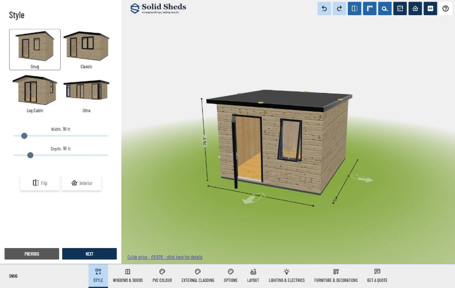 Solid Sheds 3D-Konfigurator